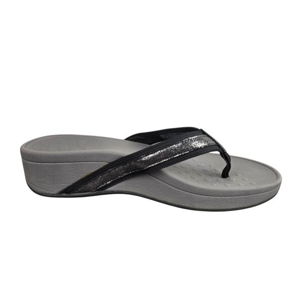 Vionic High Tide Foil Flip Flop Thong Sandals TVW4895 Black Silver Sz 8 - Picture 9 of 16